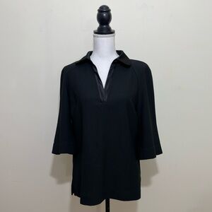 NWOT Brooks Brothers Collared Split Neck Satin Trim Blouse. Size S